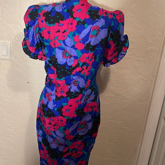 Flora Kung Bright Floral Va Va Voom Silk Dress - Picture 4 of 6